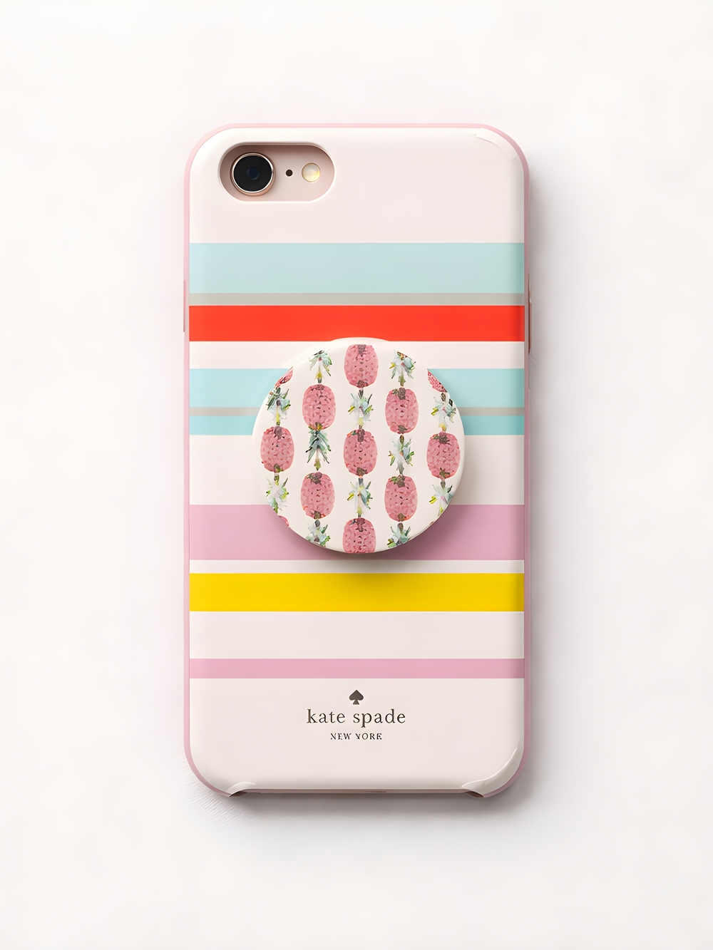 kate spade Iphone 6, 6s, 7, 8 Plus Striped iPhone Case with Pineapple Pop Socket